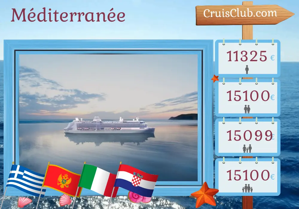 Croisière en Méditerranée de Pirée à Venise à bord du navire Silver Ray avec des visites en Grèce, au Monténégro, en Italie et en Croatie pendant 12 jours