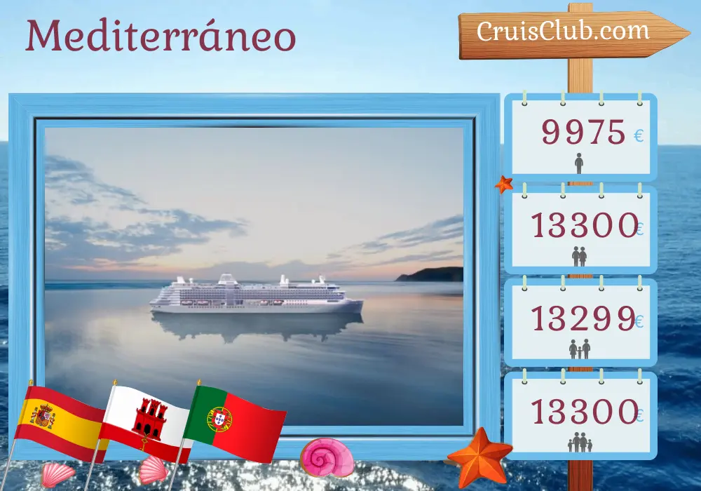 Cruise por el Mediterráneo de Barcelona a Lisboa a bordo del barco Silver Ray con visitas a España, Gibraltar, Marruecos y Portugal durante 12 días