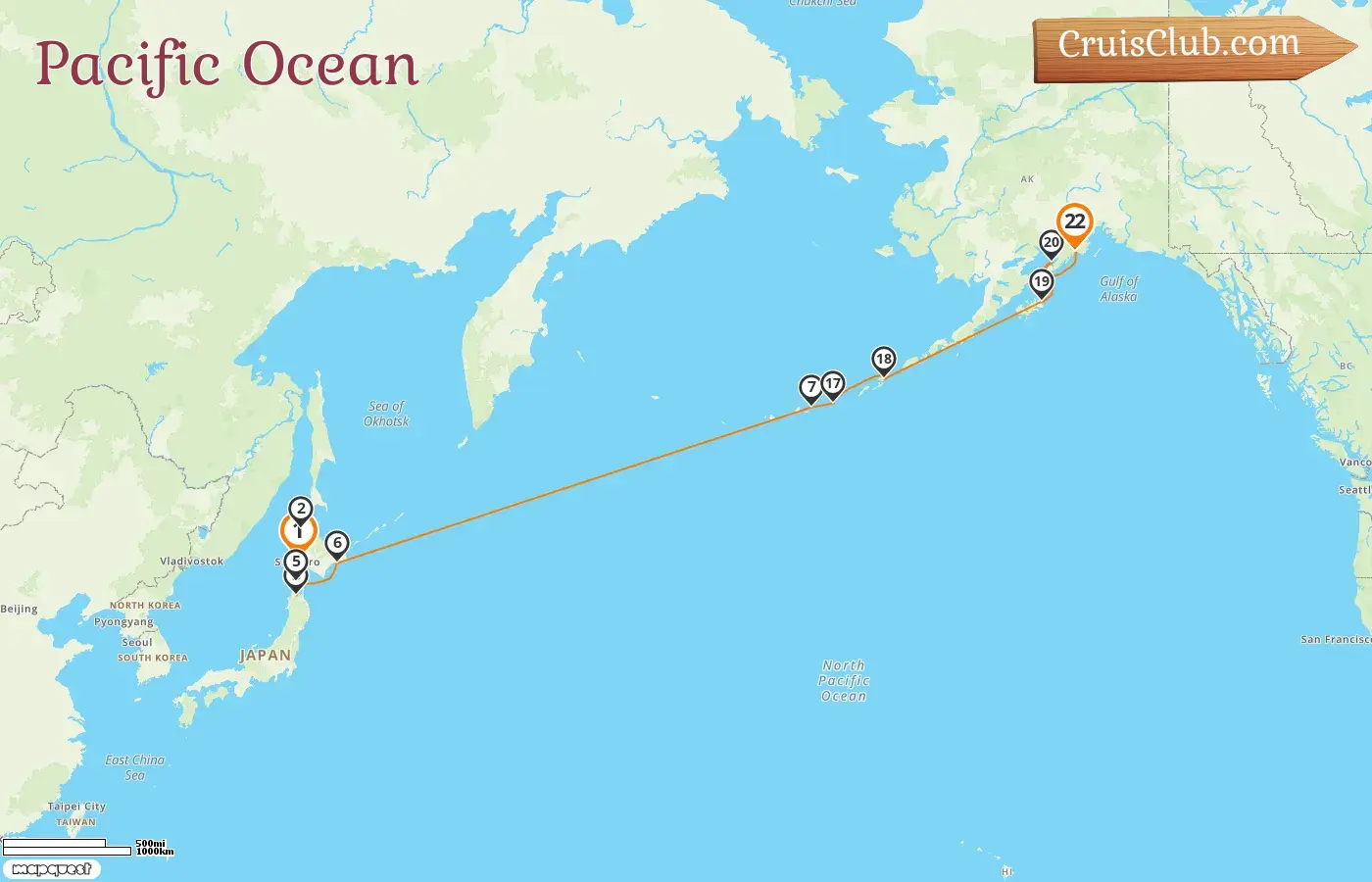 HANSEATIC Spirit Pacific Ocean Cruise - Otaru/Sapporo to Seward/Anchorage with Japan and USA visits