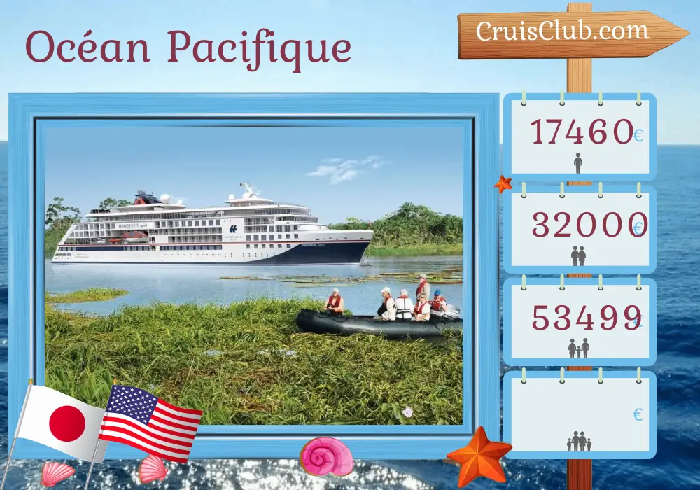 Croisière dans l`océan Pacifique de Otaru / Sapporo à Seward / Anchorage à bord du navire HANSEATIC spirit avec visites au Japon et aux États-Unis pendant 22 jours