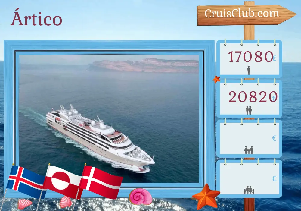 Crucero en el Ártico desde Reykjavik hasta Kangerlussuaq a bordo del barco Le Lyrial con visitas a Islandia, Groenlandia y Dinamarca durante 14 días