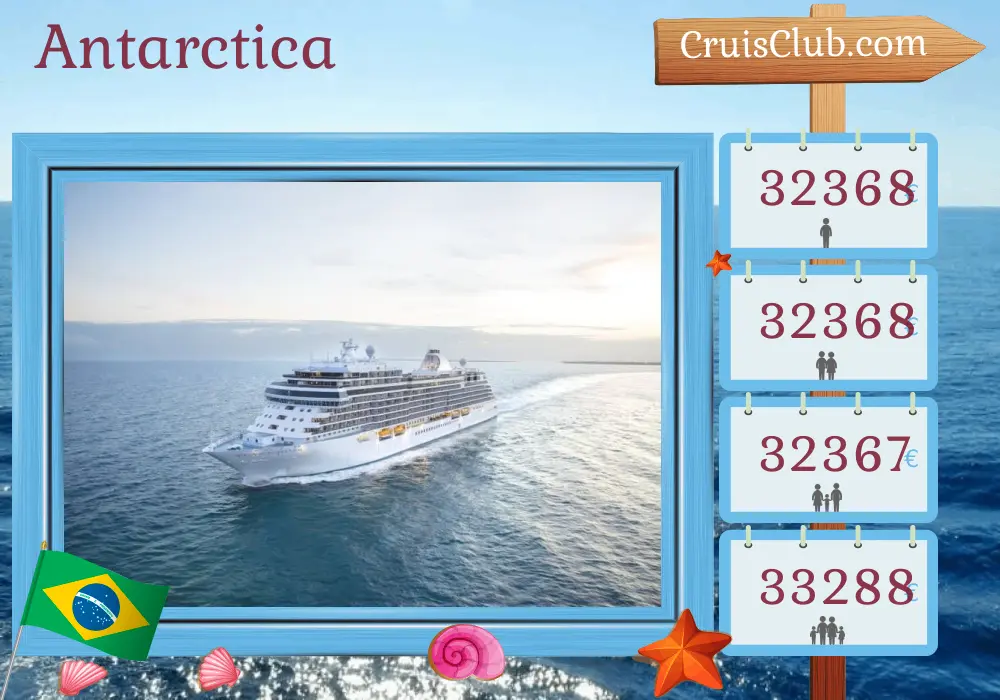 Cruise in the Antarctica aboard Seven Seas Splendor ship from Rio de Janeiro to San Antonio with visits to Brazil, Uruguay, Argentina, Falkland Islands, and Chile for 25 days