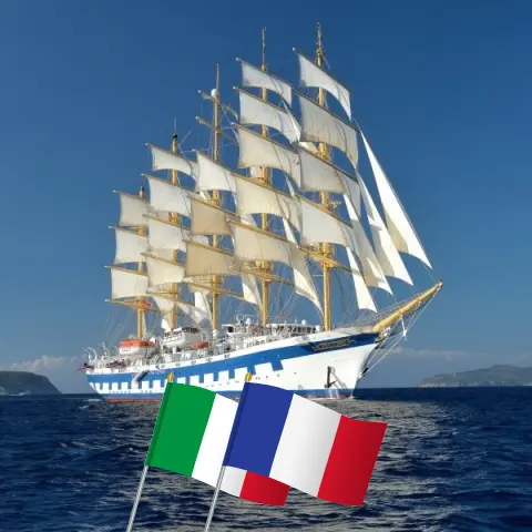 Croisière en Méditerranée de Civitavecchia à Cannes à bord du navire Royal Clipper avec visites en Italie et en France pendant 4 jours