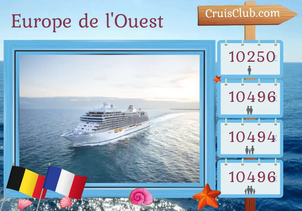 Croisière en Europe occidentale au départ de Southampton à bord du navire Seven Seas Splendor avec des visites en Belgique et en France pendant 9 jours