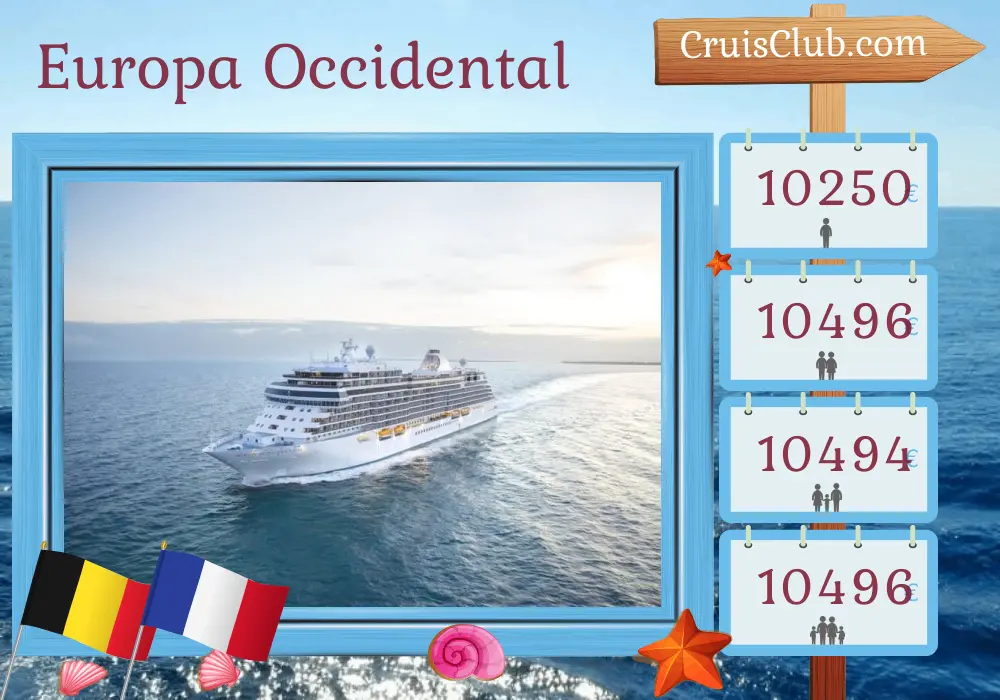 Crucero por Europa Occidental desde Southampton a bordo del barco Seven Seas Splendor con visitas a Bélgica y Francia durante 9 días