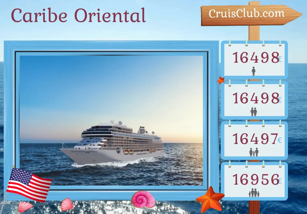 Crucero en el Caribe Oriental desde Miami a bordo del barco Seven Seas Grandeur con visitas a Estados Unidos, Aruba, Curazao, Granada, San Vicente y las Granadinas, Barbados y Dominica durante 15 días