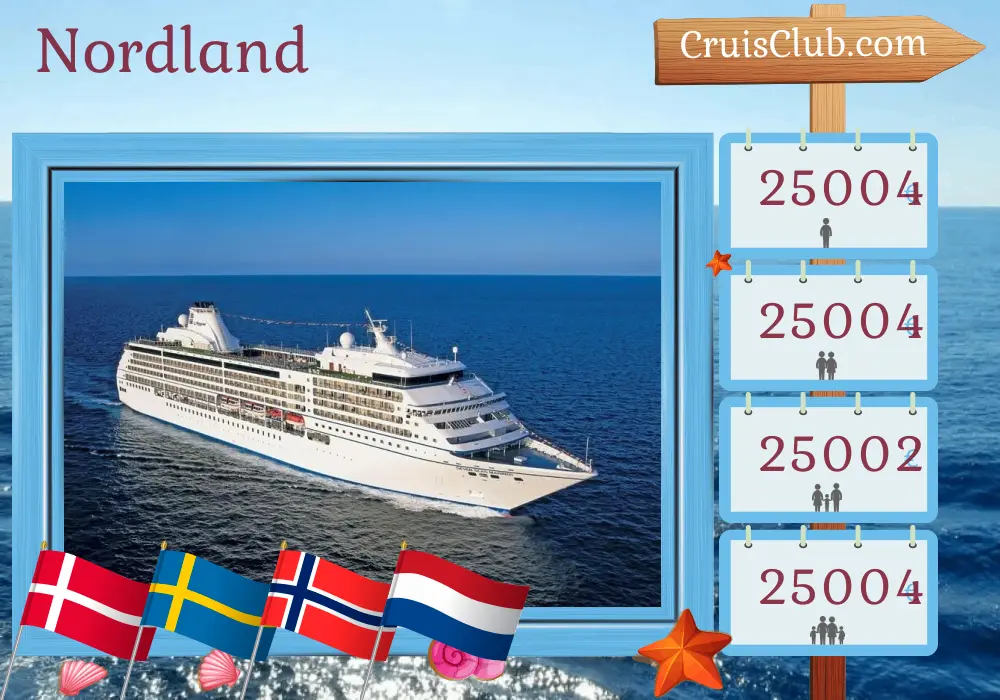 Crucero por el Norte desde Copenhague a Ámsterdam a bordo del barco Seven Seas Mariner con visitas a Dinamarca, Suecia, Noruega y los Países Bajos durante 21 días