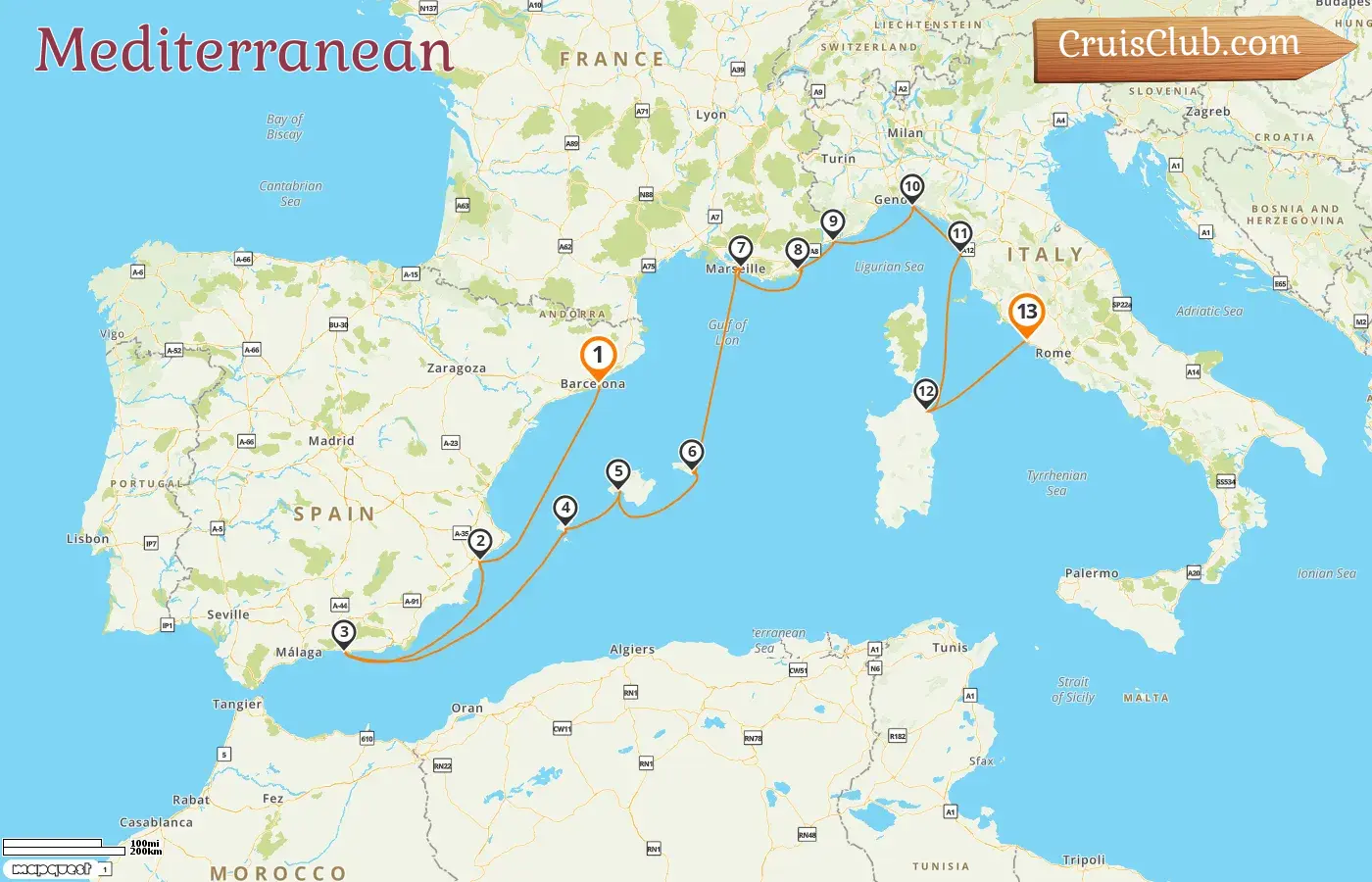 Mediterranean Cruise from Barcelona to Civitavecchia aboard Seven Seas Mariner ship