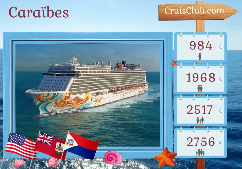 Croisière dans les Caraïbes depuis New York à bord du navire Norwegian Getaway avec des escales aux États-Unis, aux Bermudes, à Porto Rico et en République dominicaine pendant 11 jours