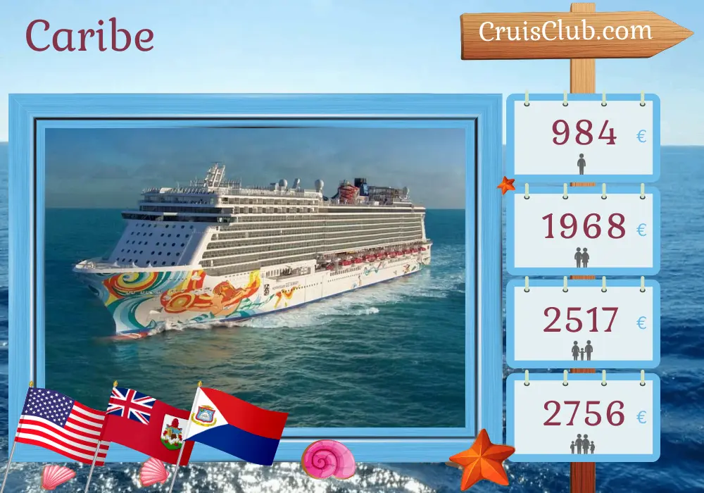 Cruzeiro no Caribe saindo de Nova York a bordo do navio Norwegian Getaway com visitas aos EUA, Bermuda, Porto Rico e República Dominicana por 11 dias