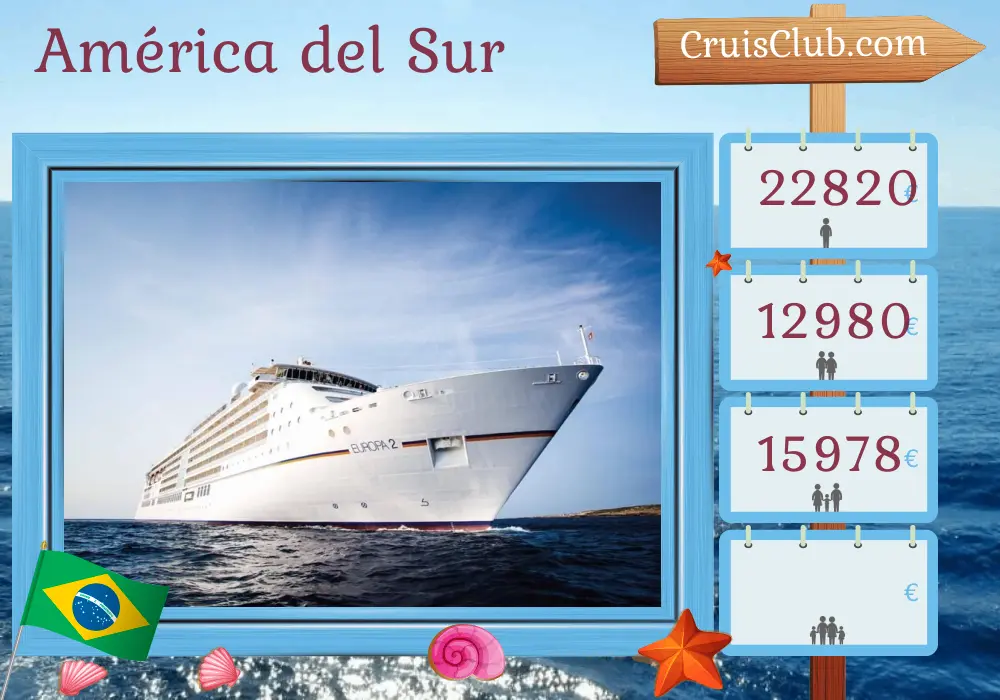 Crucero por Sudamérica desde Bridgetown hasta Río de Janeiro a bordo del barco MS EUROPA 2 con visitas a Barbados, San Vicente y las Granadinas, Granada, Trinidad y Tobago, Guayana Francesa y Brasil durante 15 días