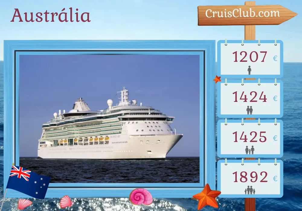 Cruzeiro na Austrália partindo de Sydney a bordo do navio Brilliance of the Seas com visitas à Austrália por 7 dias