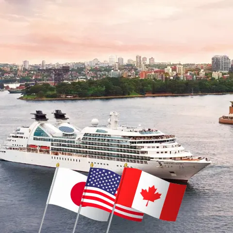 Croisière dans l`océan Pacifique de Kobe à Vancouver à bord du navire Seabourn Odyssey avec des visites au Japon, aux États-Unis et au Canada pendant 24 jours