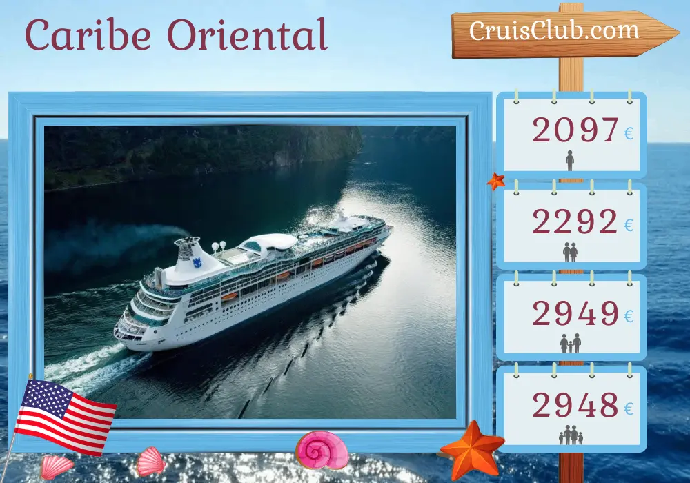 Cruzeiro no Caribe Oriental a partir de Baltimore a bordo do navio Vision of the Seas com visitas aos Estados Unidos, Barbados e São Cristóvão e Nevis por 13 dias