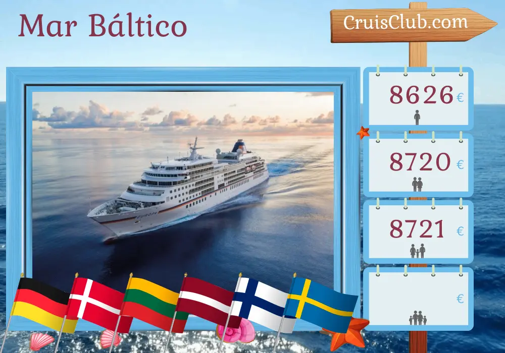Crucero por el mar Báltico desde Hamburgo a Estocolmo a bordo del barco MS EUROPA con visitas a Alemania, Dinamarca, Lituania, Letonia, Finlandia y Suecia durante 9 días
