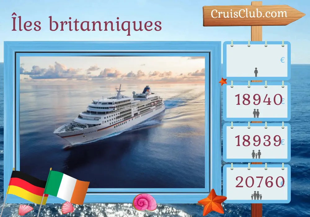 Croisière dans les îles britanniques au départ de Hambourg à bord du navire MS EUROPA avec des visites en Allemagne et en Irlande pendant 16 jours