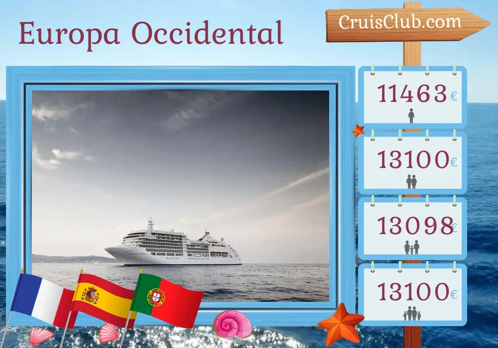 Crucero por Europa Occidental desde Southampton a Lisboa a bordo del barco Silver Spirit con visitas a Francia, España y Portugal durante 15 días