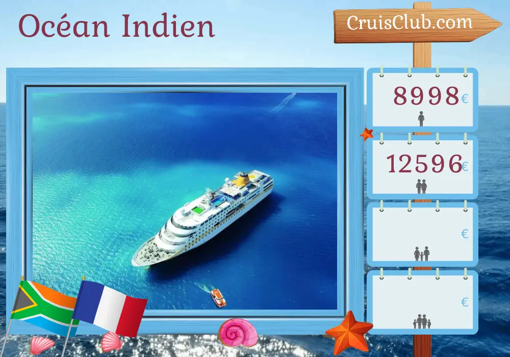 Croisière dans l`océan Indien de Cape Town à Colombo à bord du navire MS Hamburg avec des visites en Afrique du Sud, au Mozambique, à Madagascar, en France, à l`île Maurice, aux Seychelles, aux Maldives et au Sri Lanka pendant 31 jours