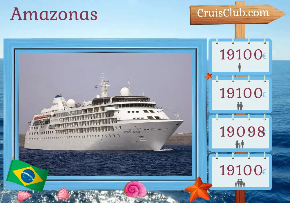 Crucero por el Amazonas desde Buenos Aires a Manaus a bordo del barco Silver Wind con visitas a Argentina, Uruguay y Brasil durante 24 días