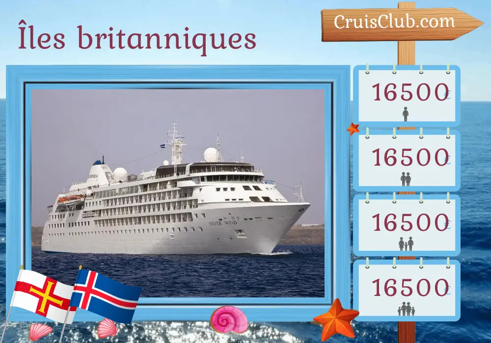 Croisière dans les îles britanniques de Londres à Reykjavik à bord du navire Silver Wind avec des visites à Guernesey et en Islande pendant 15 jours