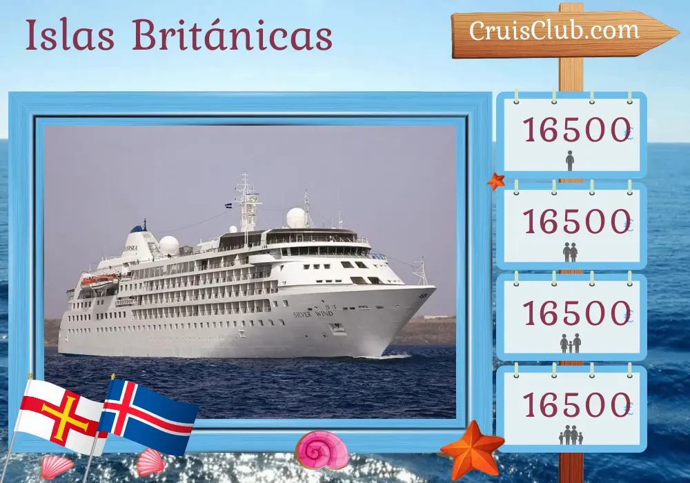 Cruise de las Islas Británicas desde Londres a Reykjavik a bordo del barco Silver Wind con visitas a Guernsey e Islandia durante 15 días