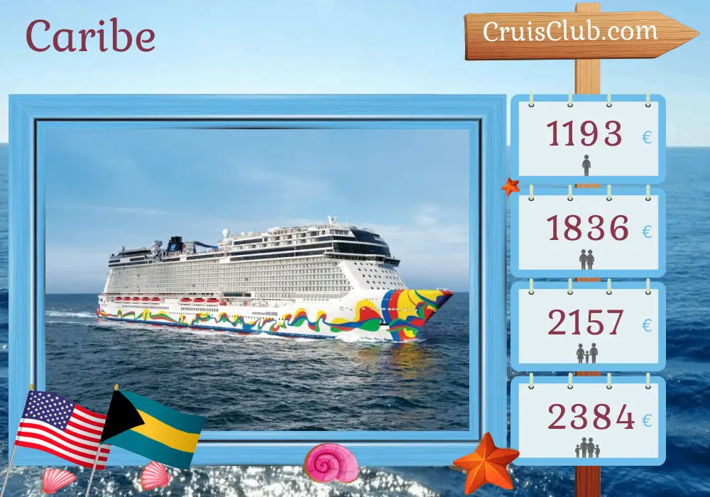 Crucero por el Caribe desde Miami a bordo del barco Norwegian Encore con visitas a Estados Unidos, República Dominicana, Islas Vírgenes Británicas y Bahamas durante 8 días