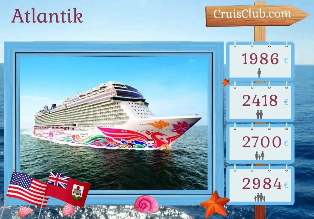 Kreuzfahrt im Atlantik ab New York an Bord des Schiffes Norwegian Joy mit Besuchen in den USA und Bermuda für 8 Tage