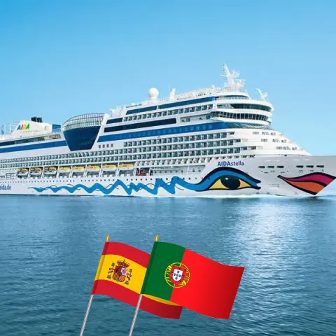 Crucero por el Mediterráneo desde Palma a bordo del barco AIDAstella con visitas a España y Portugal durante 12 días