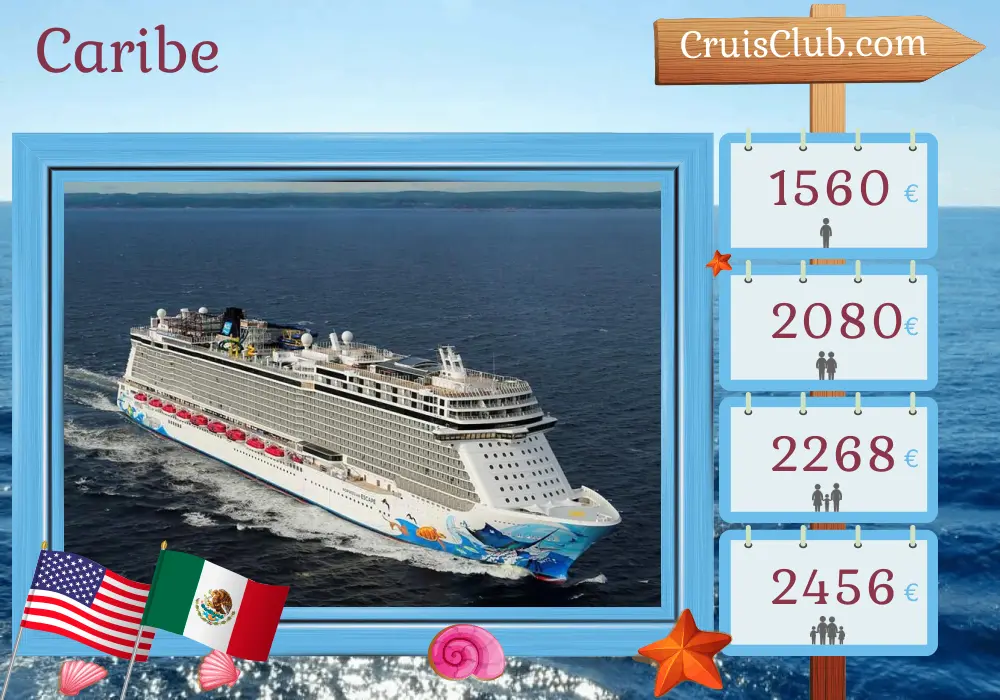 Cruzeiro no Caribe saindo de Port Canaveral / Orlando a bordo do navio Norwegian Escape com visitas aos Estados Unidos, México, Ilhas Cayman, Jamaica e Bahamas por 8 dias