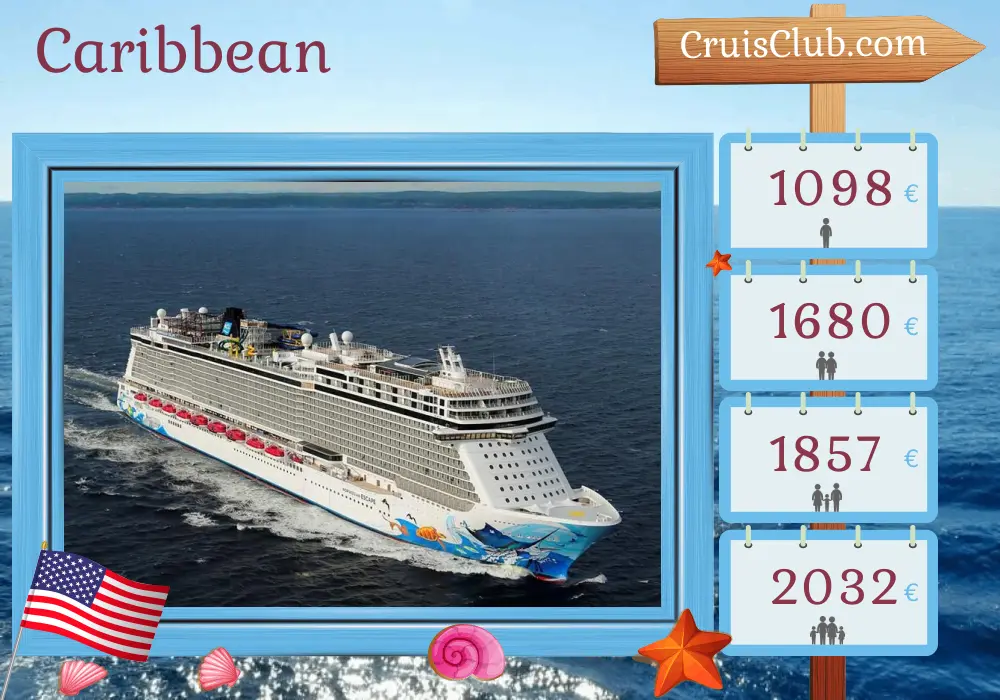 Caribbean Cruise from Port Canaveral/Orlando on board the Norwegian Escape with stops in the USA, Dominican Republic, British Virgin Islands, and Bahamas for 8 days