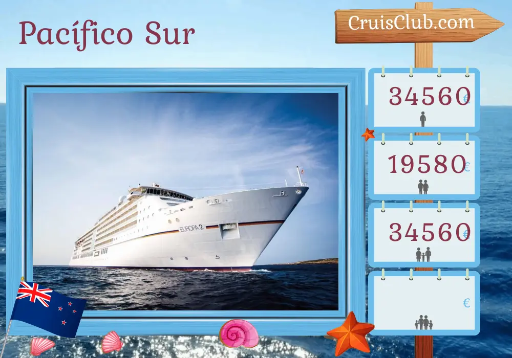 Crucero en el Pacífico Sur desde Lautoka a Auckland a bordo del barco MS EUROPA 2 con visitas a Fiji, Vanuatu, Nueva Caledonia, Isla Norfolk y Nueva Zelanda durante 15 días