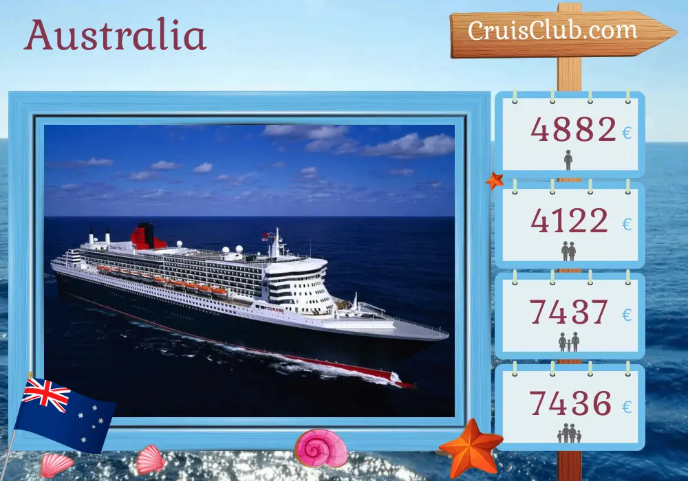 Kreuzfahrt in Australien von Fremantle / Perth nach Sydney an Bord des Schiffes Queen Mary 2 mit Besuchen in Australien für 11 Tage