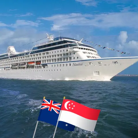 Cruzeiro na Austrália de Sydney a Singapura a bordo do navio Nautica com visitas à Austrália, Papua Nova Guiné, Indonésia e Singapura por 21 dias