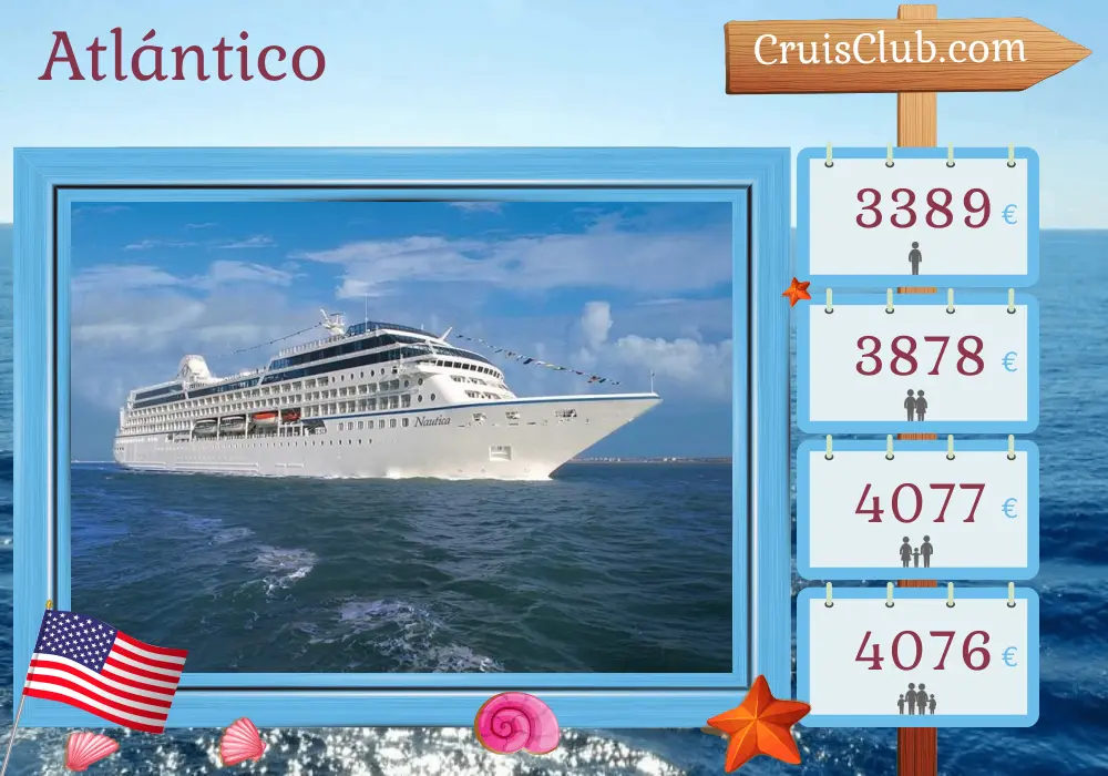 Crucero en el Atlántico desde Boston a bordo del barco Nautica con visitas a Estados Unidos y Bermudas durante 8 días