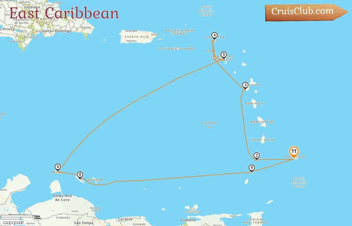 Cruise in the East Caribbean from Bridgetown aboard Seabourn Ovation ship with visits to Barbados, Saint Vincent and the Grenadines, Guadeloupe, Saint Martin, Saint Kitts and Nevis, Aruba, Curaçao, and Grenada for 11 days