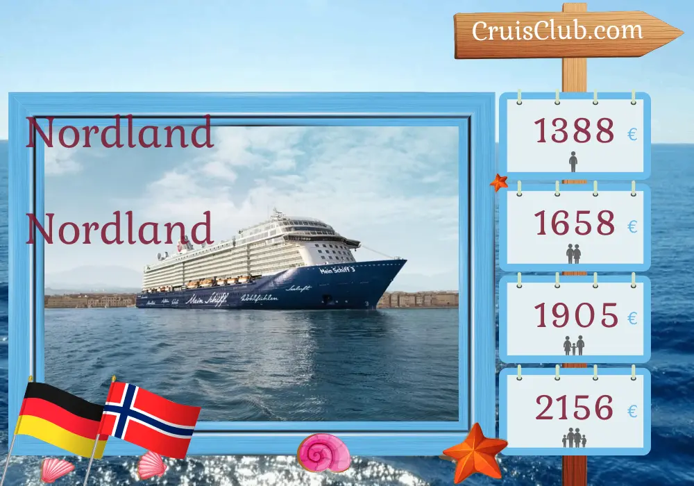 Cruzeiro no Norte de Bremerhaven a bordo do navio Mein Schiff 3 com visitas à Alemanha e Noruega por 5 dias