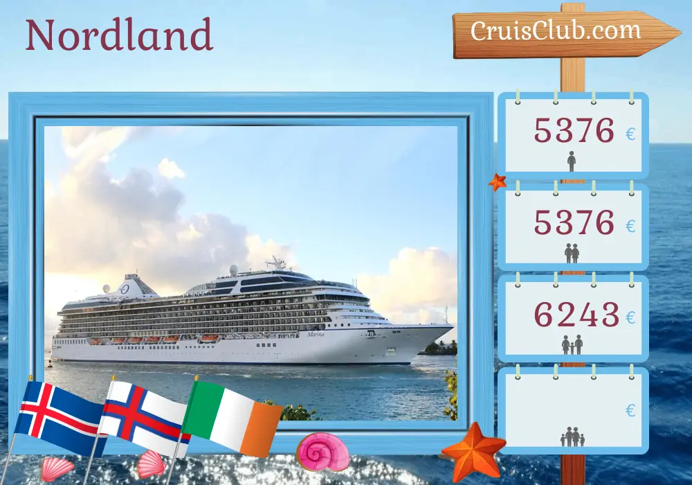 Crucero en el Norte de Tierra de Hielo desde Reykjavik a Southampton a bordo del barco Marina con visitas a Islandia, Islas Feroe e Irlanda durante 10 días