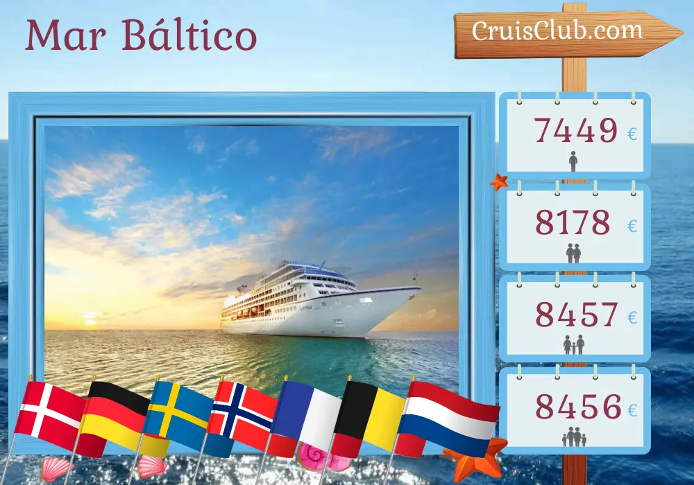 Crucero por el Mar Báltico de Copenhague a Ámsterdam a bordo del barco Sirena con visitas a Dinamarca, Alemania, Polonia, Suecia, Noruega, Francia, Bélgica y los Países Bajos durante 13 días