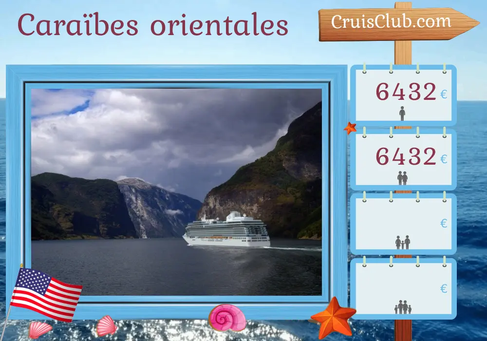 Croisière dans les Caraïbes de l`Est au départ de Miami à bord du navire Vista avec des visites aux États-Unis, à la Grenade, à la Barbade, à Sainte-Lucie et à Saint-Barthélemy pendant 11 jours