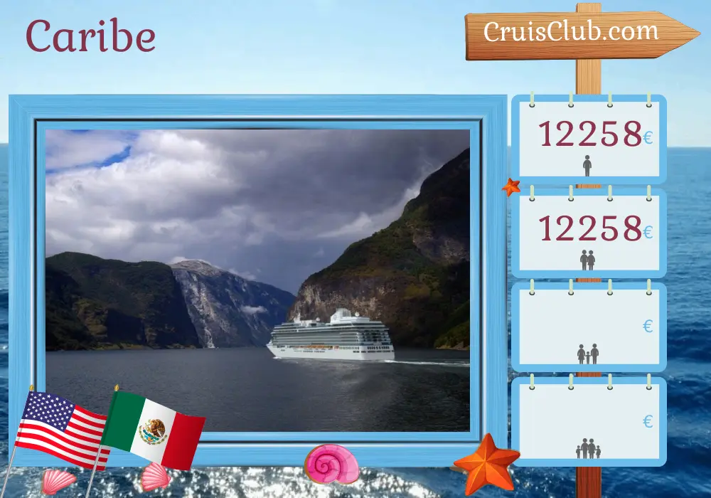 Cruzeiro no Caribe saindo de Miami a bordo do navio Vistacom visitas aos EUA, Granada, Barbados, Santa Lúcia, São Bartolomeu, México, Belize e Honduras por 18 dias