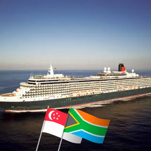 Cruzeiro na África de Singapura a Cidade do Cabo a bordo do navio Queen Victoria com visitas a Singapura, Sri Lanka, Maurício e África do Sul por 18 dias