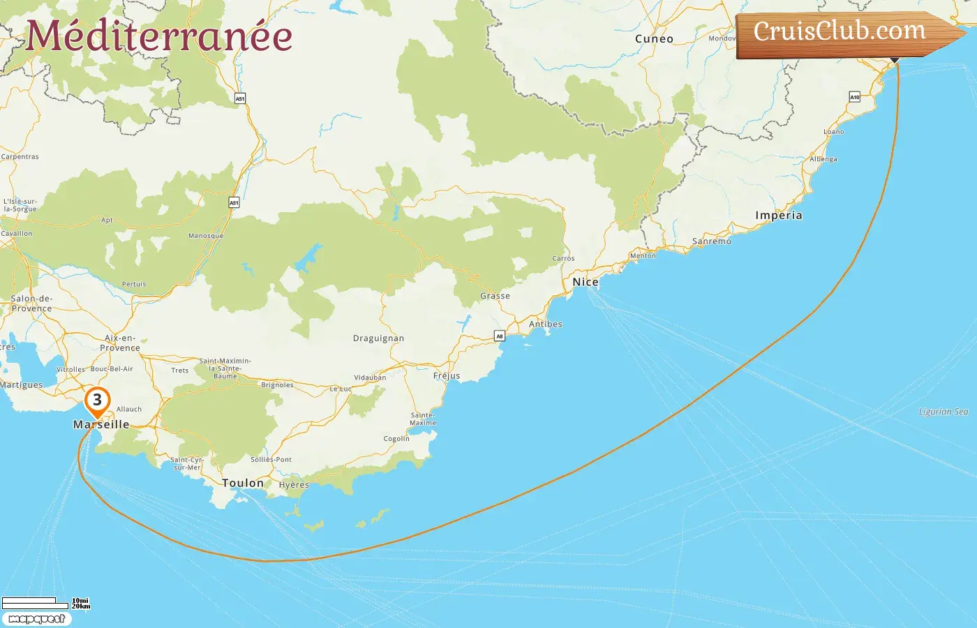 Croisière en Méditerranée depuis Marseille à bord du navire Costa Pacifica avec visites en France et en Italie pendant 3 jours