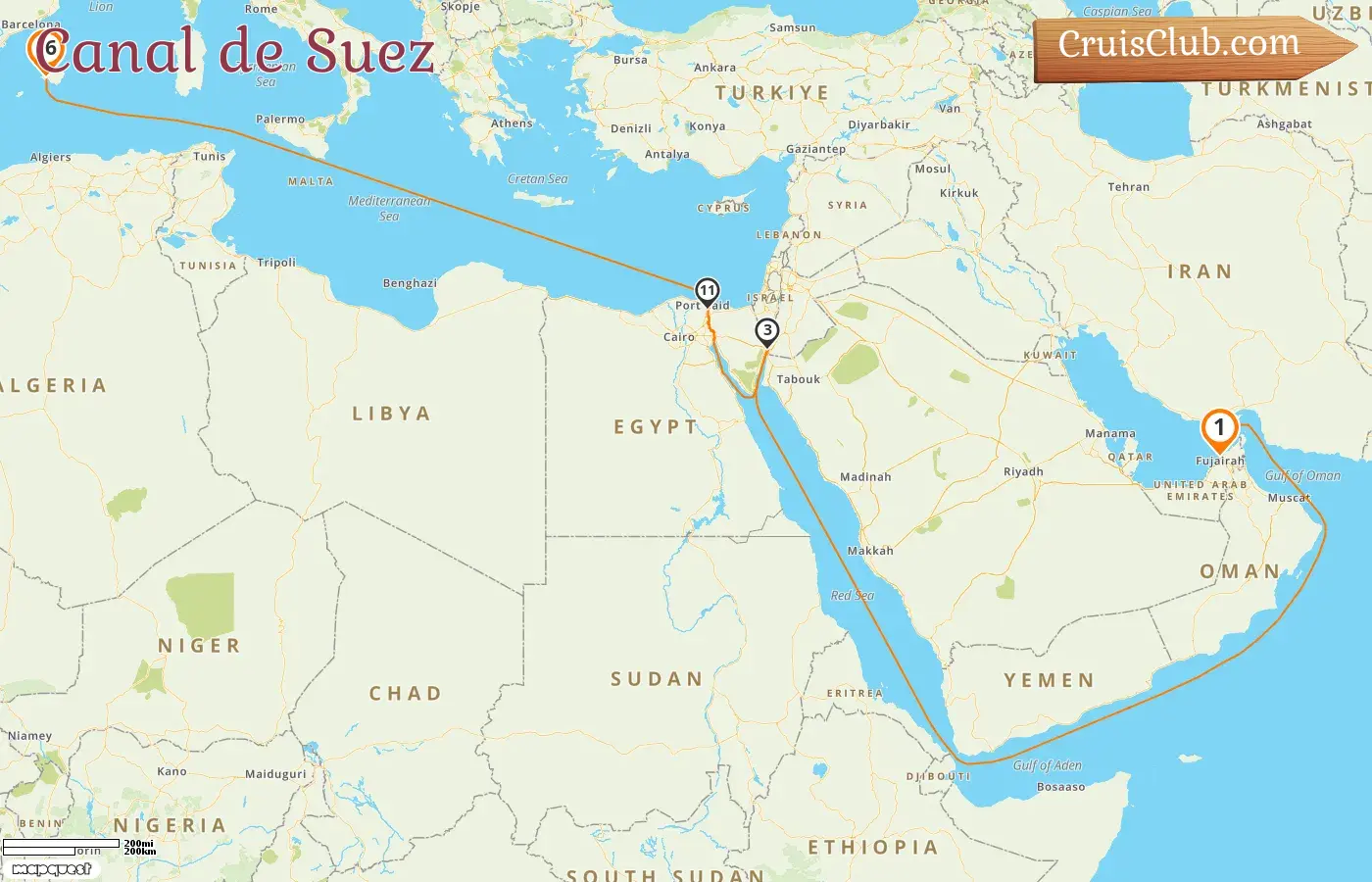 Croisière dans le canal de Suez de Dubaï à Palma à bord du navire AIDAbella avec des visites aux Émirats arabes unis, en Jordanie, en Égypte et en Espagne pendant 16 jours