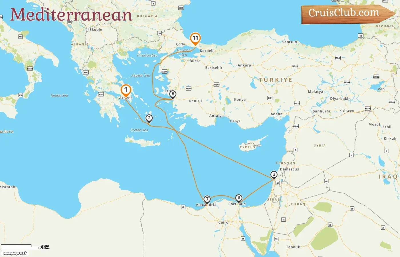 Mediterranean Cruise aboard Riviera ship from Piraeus to Istanbul with visits to Greece, Israel, Egypt, and Turkey for 11 days