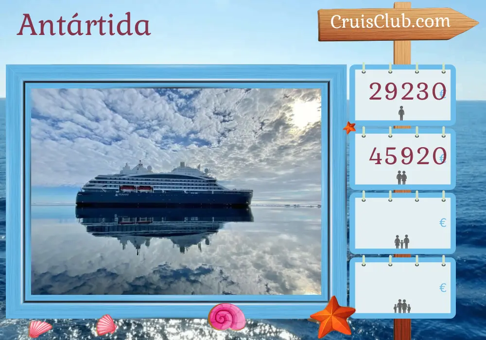 Cruzeiro na Antártica saindo de Ushuaia a bordo do navio Le Commandant Charcot com visitas à Argentina durante 16 dias