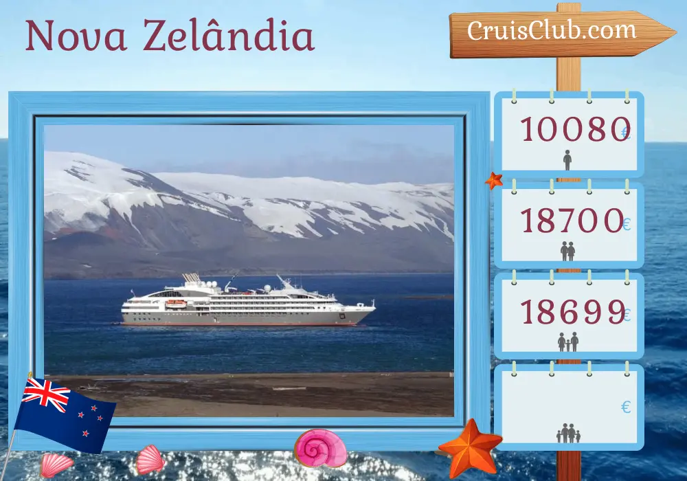 Cruzeiro na Nova Zelândia de Dunedin a bordo do navio Le Soléal com visitas à Nova Zelândia por 15 dias