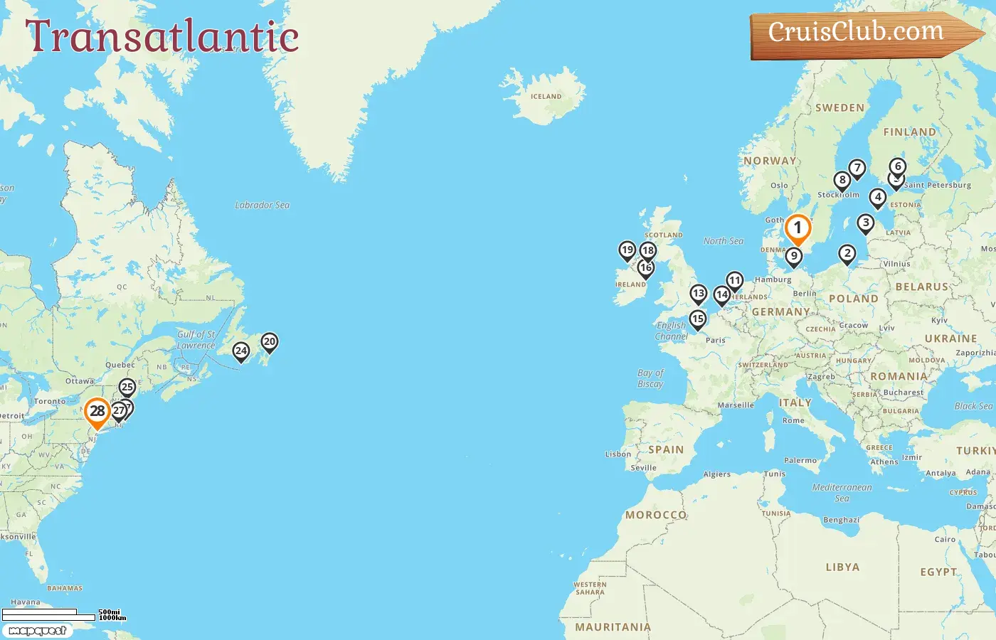 Transatlantic Cruise from Copenhagen to New York aboard Insignia ship