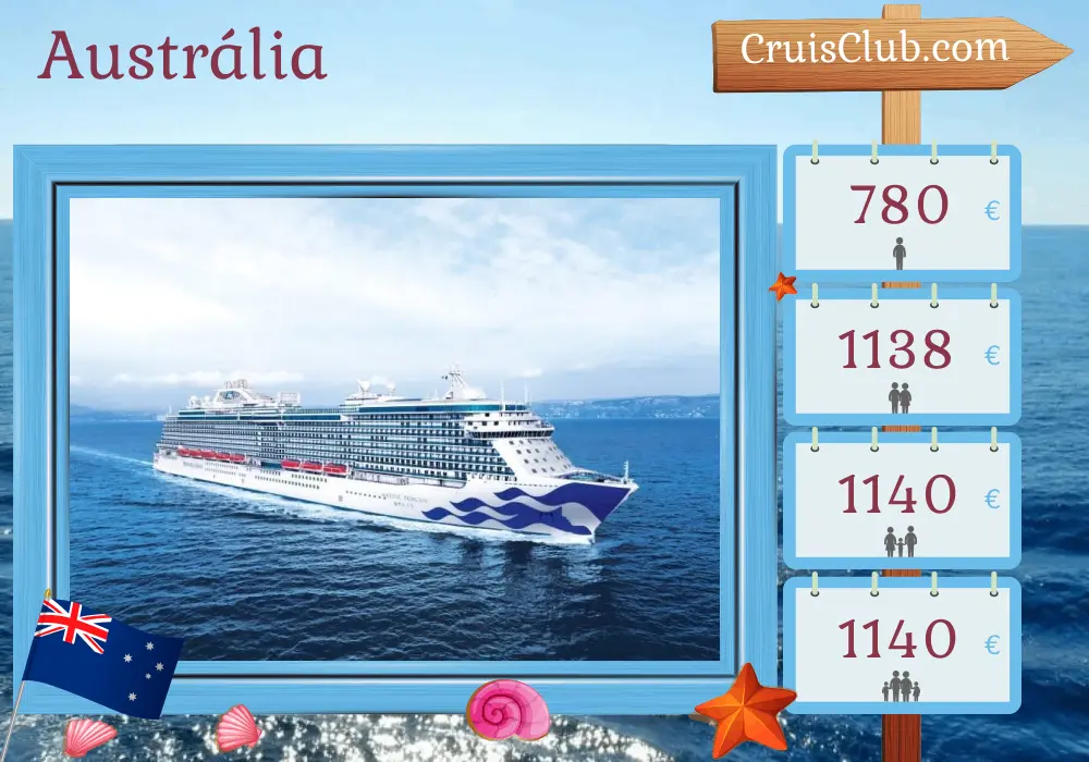 Cruzeiro na Austrália de Sydney a bordo do navio Majestic Princess com visitas à Austrália por 5 dias