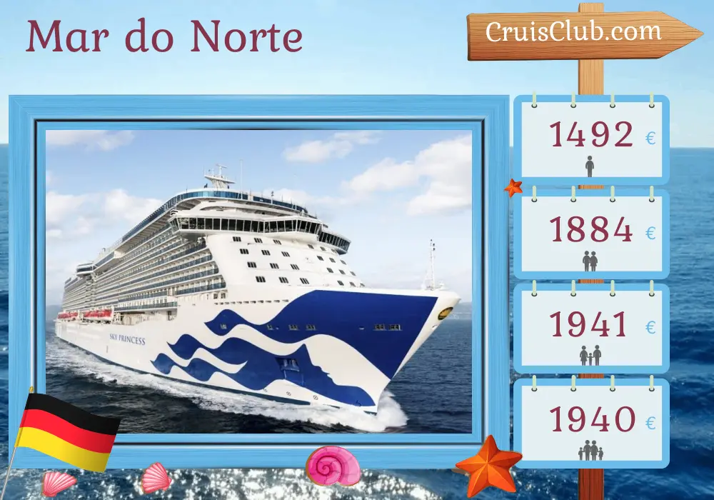 Cruzeiro no Mar do Norte a partir de Southampton a bordo do navio Sky Princess com visitas à Alemanha por 6 dias