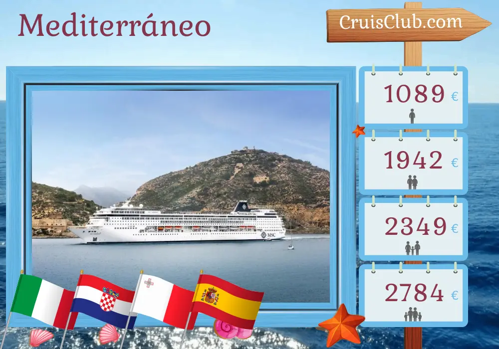 Crucero en el Mediterráneo desde Marghera hasta Barcelona a bordo del barco MSC Armonia con visitas a Italia, Croacia, Malta y España durante 9 días